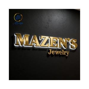 <span class=keywords><strong>Lettres</strong></span> lumineuses LED 3D personnalisées en miroir doré, logo personnalisé, enseigne LED pour la signalisation des entreprises et des magasins - Product Image 4