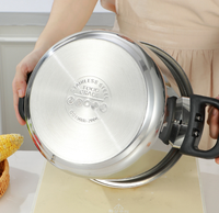 Casserole à pression haute pression en acier inoxydable 304, épaissie, anti-explosion, grande capacité, universelle pour la cuisine à domicile, poignée en silicone
