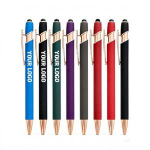 Bolígrafo Táctil de Metal con Punta de Goma en Oro Rosa, con Logotipo de Marca Personalizado Grabado con Láser, para Regalo Promocional de Oficina o Negocios - Product Image 1