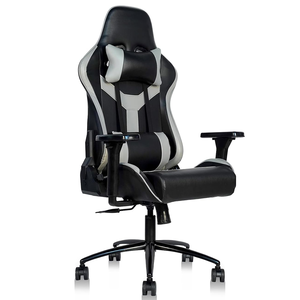 Chaise de jeu ergonomique en cuir vegan de qualité supérieure avec fonction bascule, pivotement 4D, rembourrage professionnel et base métallique - Product Image 2