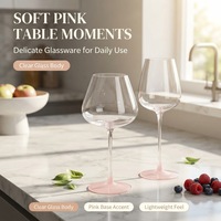 Verre à vin en cristal exclusif pour femmes, dégradé rose bordeaux, fond concave, grand modèle, vente en gros usine