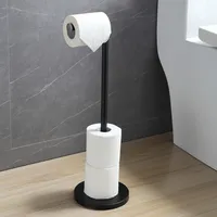 Toilet Paper Holder Stand with Reserve and Dispenser for 4 Mega Rolls,  Bathroom Freestanding Toilet Tissue Paper Roll Storage with Cell Phone Shelf,  Chrome