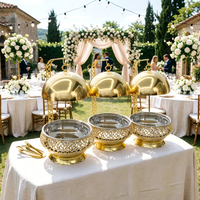 Réchauds de table élégants et raffinés en acier inoxydable doré 8L avec couvercle suspendu pour fêtes et mariages