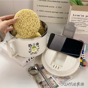 ชามบะหมี่กึ่งสำเร็จรูปพร้อมฝาปิด ฝาพลาสติกดีไซน์การ์ตูนทรงกลม สำหรับนักเรียนหอพักและผู้ใหญ่ - Product Image 4