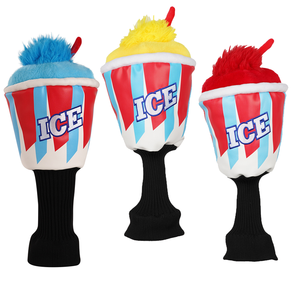 Personnalisation en gros Housse de tête de club de golf en peluche amusante, motifs bleu, jaune, rouge, Ice Milk Shake, pour driver en bois - Product Image 1