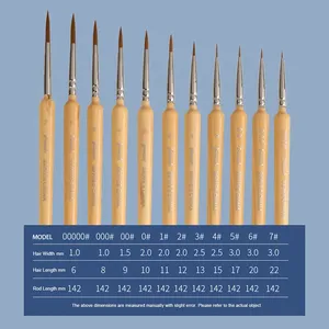 11 Modelos <span class=keywords><strong>de</strong></span> Pinceles <span class=keywords><strong>de</strong></span> Gancho con Mango <span class=keywords><strong>de</strong></span> Abedul para Acuarela, Óleo, Dibujo, <span class=keywords><strong>Pelo</strong></span> <span class=keywords><strong>de</strong></span> Comadreja Extra Fino y Suave, Pincel Pintado a Mano para Gouache y Pintura Acrílica - Product Image 2