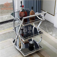 Chariot de service commercial moderne à trois niveaux en acier inoxydable pour restaurant, chariot à gâteaux, chariot de livraison pour hôtel, cuisine et salon