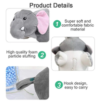 Oreiller de voyage pour enfants en forme d'éléphant, convertible 2 en 1, personnalisé, avec certificat CE/ASTM