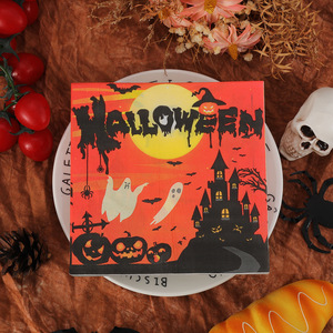 Halloween party square napkins, hotel holiday thickened food-grade <b>paper</b> towels, household skin-friendly and strong napkins - Product Image 2