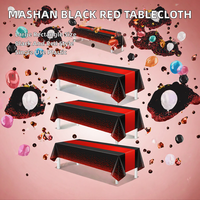 Ensemble de 3 nappes jetables en plastique noir et rouge, rectangulaires, 54x108 pouces, pour anniversaires, mariages, remises de diplômes