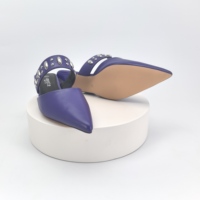 Sandales à talons hauts pour femmes, simples, irrégulières, violettes, à enfiler, avec rivets, dos ouvert, pointues, à talons aiguilles, tendance