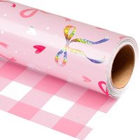 Verjaardagsverpakkingspapier, dubbelzijdig roze laser holografisch hart strik geruit patroon verpakkingspapier voor dagelijks knutselen Valentijnsdag