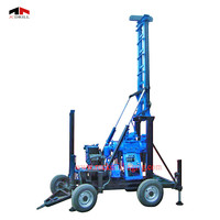 Foreuse hydraulique rotative montée sur remorque de 180 m pour puits d'eau