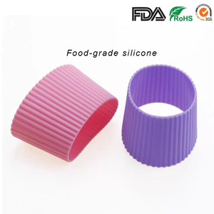 Custom Logo Silicone <b>Cup</b> Sleeve Heat Resistant Protective Cover for Coffee Tea Glass Bottle Mugs Non-Slip Home Travel Mug Cover - Product Image 4