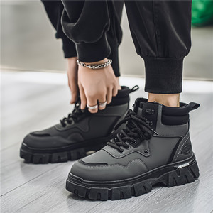 2026 New Chelsea Boots <strong>Ankle</strong> <strong>Bootie</strong> Men's Shoes Winter Lace-up Retro Thick-Soled Height-Increasing Sneakers Motorcycle Work Mesh - Product Image 6