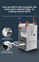 Machine de scellage commerciale pour barquettes rondes en plastique à film souple, idéale pour les boîtes à lunch jetables, la restauration rapide, le bubble tea et le thé au lait