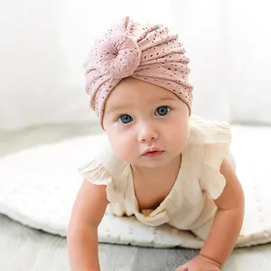YIWU Frete Grátis 2022 Verão New Baby Hollow Hats Lovely Kids Girls Toddler Turban Caps Plain Infantil Recém-nascidos Solid Baby Caps