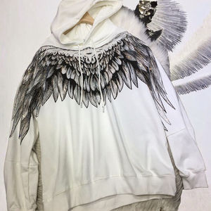 Sweat-shirt à capuche long pour femmes grandes tailles, en tissu tricoté, avec détails en strass de dessin animé, respirant, doublé, style streetwear - Product Image 3