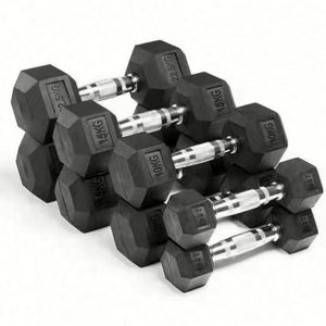 Black Iron Rubber Coated Hexagonal <b>Dumbbells</b> Adjustable Weight 5-115lb Set Prevent Rolling Slipping Unisex Home Gym Use USA - Product Image 3
