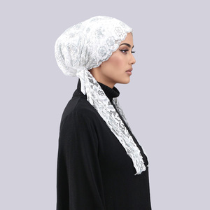 Netzstoff-Perlenrohr Kombiniert mit Acryl-Diamantfaden-Hut für Dubai Arabische Muslimische Frauen Spitzen-Stickerei Perlen Hijab-Kappen - Product Image 3