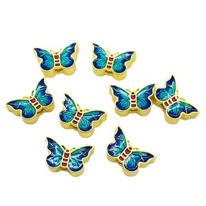 Enamel Butterfly Charm Beads Gold Blue <b>Red</b> DIY Jewelry Making Accessories For Necklaces <b>Bracelets</b> Craft Supplies - Product Image 5