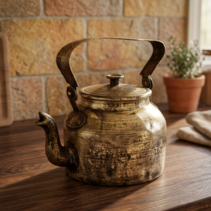 Vintage Metal Tea Kettle With <b>Lid</b> And Handle Water <b>Pot</b> For Tea Brewing - Product Image 6
