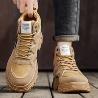 Bottes de style britannique rétro à tige haute pour hommes, grandes tailles, automne et hiver, chaussures de travail décontractées pour l'extérieur, baskets tendance