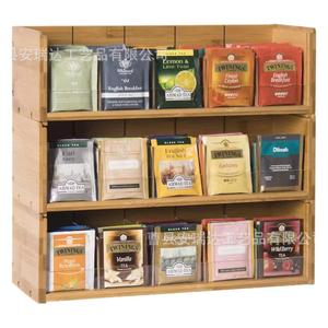 Estante de Almacenamiento para Bolsitas de Té de Bambú de Varias Capas, Organizador de Escritorio de 3 Niveles, Gran Capacidad, Madera Natural - Product Image 5