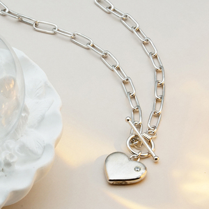 Impresionante Collar de Oro Sólido de 9K/14K/18K con Motivo de Corazón y Cadena de Eslabones Sofisticada para Regalo - Product Image 4