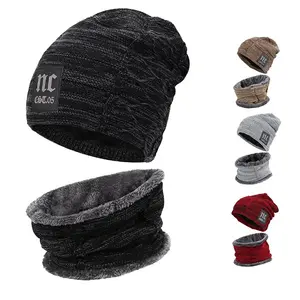 Gorro de invierno, conjunto de bufanda, gorros de punto cálidos, gorro forrado de lana gruesa, calentador de cuello para hombres y mujeres, pasamontañas, senderismo, cubierta térmica para la cabeza