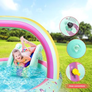 Piscina Inflable con Rociador de Agua, Juguete Acuático para Niños, con Toldo Arcoíris - Product Image 3