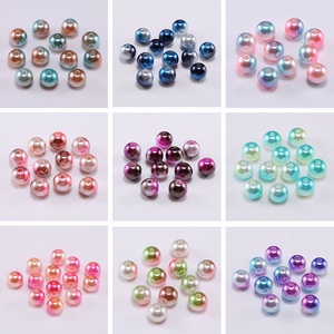 Acrylic Imitation Pearls Round With Holes For Jewelry Making Multicolored Gradient Candy Colors Loose <b>Beads</b> - Product Image 2