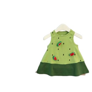 Child Star Circle Girls Sleeveless Watermelon Print Dress Breathable Summer Wear - Product Image 1