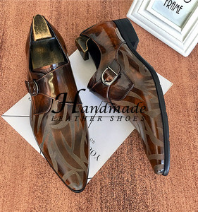 Nouvelles Chaussures Oxford pour Hommes en Cuir Véritable Brillant, à Bout Pointu, à Enfiler, Montantes, à Fermeture à Boutons-Pression, Formelles, Élégantes et Gravées, pour le Bureau et la Carrière - Product Image 6