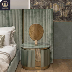 Nuovo design villa curva pannello di velluto <span class=keywords><strong>letto</strong></span> doppio <span class=keywords><strong>verde</strong></span> italiano <span class=keywords><strong>letto</strong></span> di lusso per matrimoniale matrimoniale letti king di lusso - Product Image 4