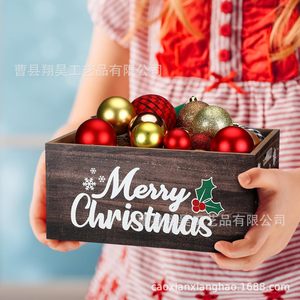 กล่องเก็บของคริสต์มาสทรงสี่เหลี่ยมสีลายไม้สีแดงพร้อมฝาปิดสำหรับขนมและลูกอมออแกไนเซอร์ตั้งโต๊ะ - Product Image 1