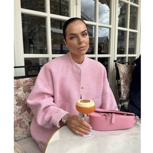 2024 surdimensionné Bomber veste <span class=keywords><strong>femme</strong></span> mode ample gris chaud Baseball veste printemps décontracté filles Vintage épais vêtements d'extérieur chauds - Product Image 1