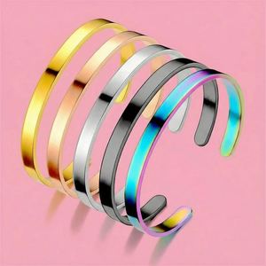 Bracciale a Polsino 2026 in Acciaio Inossidabile Grezzo, Gioielli e Braccialetti per Donna, Forniture per Creazione all'Ingrosso - Product Image 1