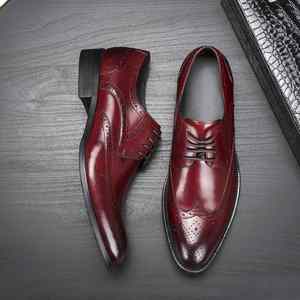 Nuevos Zapatos Formales de Cuero Genuino para Hombre, con Punta Cuadrada, Diseño Calado, Estilo Coreano, Casuales de Negocios, con Cordones, Antideslizantes, para Otoño - Product Image 1