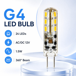 หลอดไฟ LED G4 1W AC/DC 12V ซิลิโคน คอร์นไลท์ แบบขาคู่ 360 °   หลอดไฟคริสตัลชิปซานัน รุ่นบีม 2700-7000K สำหรับโคมไฟระย้า มาตรฐาน CE RoHS 15000H - Product Image 1