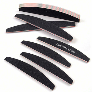 Custom Logo Half Moon Nail File Double-Sided 100/180 Grit Black Emery Board Nail File