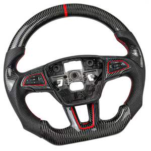 Volant sport DINGNUO personnalisé 2015-2018 pour <span class=keywords><strong>Focus</strong></span> MK3 RS en fibre de carbone et cuir perforé, design sportif, 3 branches, 35 mm - Product Image 3