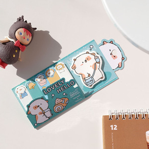 Bloc-notes autocollants Nekoni, papier <span class=keywords><strong>index</strong></span>, marque-page, hamster, cochon, ours, lapin, vache, image d'animaux mignons, bloc-notes autocollants, mémo scintillant - Product Image 2