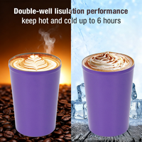 Tumbler Kopi Dinding Ganda Stainless Steel Custom untuk Kantor, Terisolasi, Dilengkapi Gagang dan Tutup Anti Tumpah