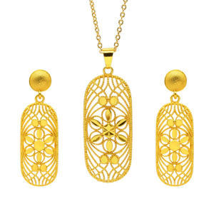 <span class=keywords><strong>Set</strong></span> di gioielli in oro giallo nigeriano africano <span class=keywords><strong>set</strong></span> di orecchini con collana in oro da 24 carati gioielli dorati arabi - Product Image 4