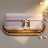 Sac cosmétique mini en plastique imperméable à fermeture éclair géométrique de 8 pouces, boîte cadeau, vente directe d'usine en lot