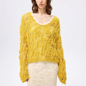 Jersey de punto personalizado para mujer, Jersey de punto con cuello redondo - Product Image 1