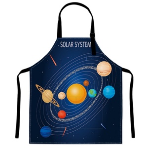 Custom Cartoon Space Pattern Double Pocket Adjustable Sleeveless Bib Reusable <b>Apron</b> for Restaurant & BBQ OEM/ODM - Product Image 2