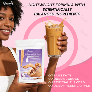 Thé au lait végétalien saveur fruits Dromaka, marque propre, complément alimentaire minceur, isolat de protéines de soja, santé digestive - Product Image 4