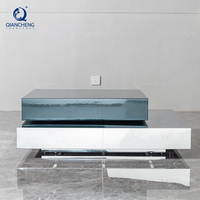 Table d'appoint rotative multifonction en acier inoxydable, moderne, avec miroir, carrée, design italien, en bois massif MDF pour hôtel
